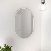 White Peyton Oval Stainless Steel Wall Mirror